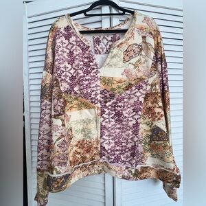 Pilcro Purple and Cream Patchwork Cotton Summer Sweater